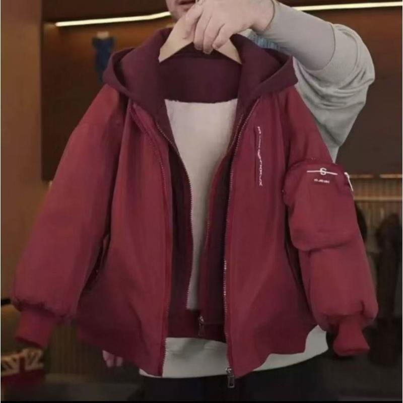 201215童装男童棉衣2025冬潮酷时尚奥粒绒加棉仿兔毛棉服连帽外套