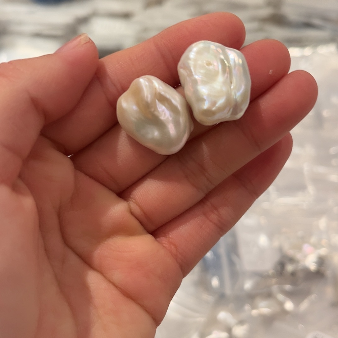 淡水珍珠耳饰银S925镶嵌