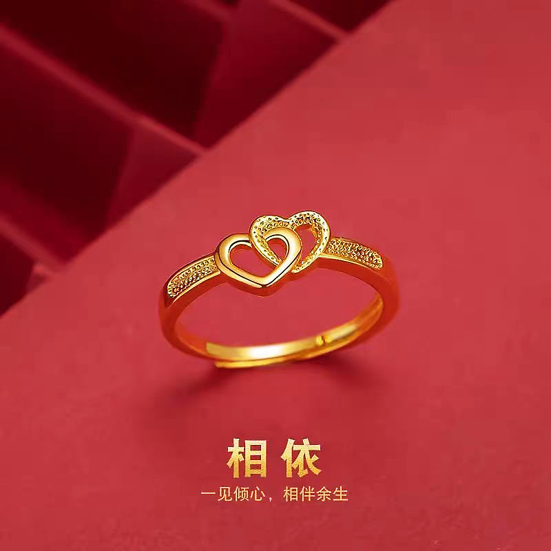  《双心》时尚简约情侣戒指