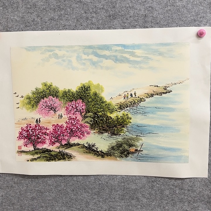 国画花鸟的翅膀是一个巨大的蝴蝶结在空中飞过