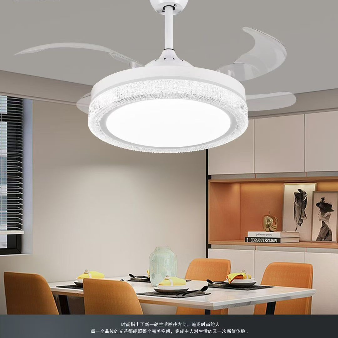 现代餐厅风扇灯隐形吸顶灯吸顶轻奢上档次大气客厅灯卧室风扇灯
