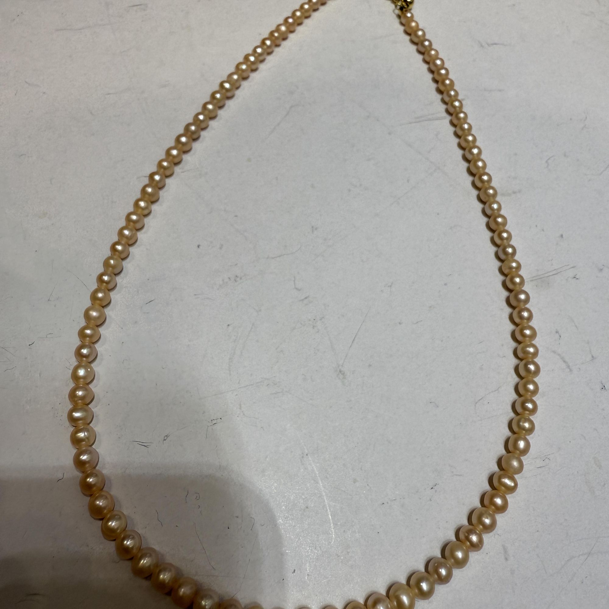 娜点珠宝 极光奶油金小米 4-5mm珍珠项链