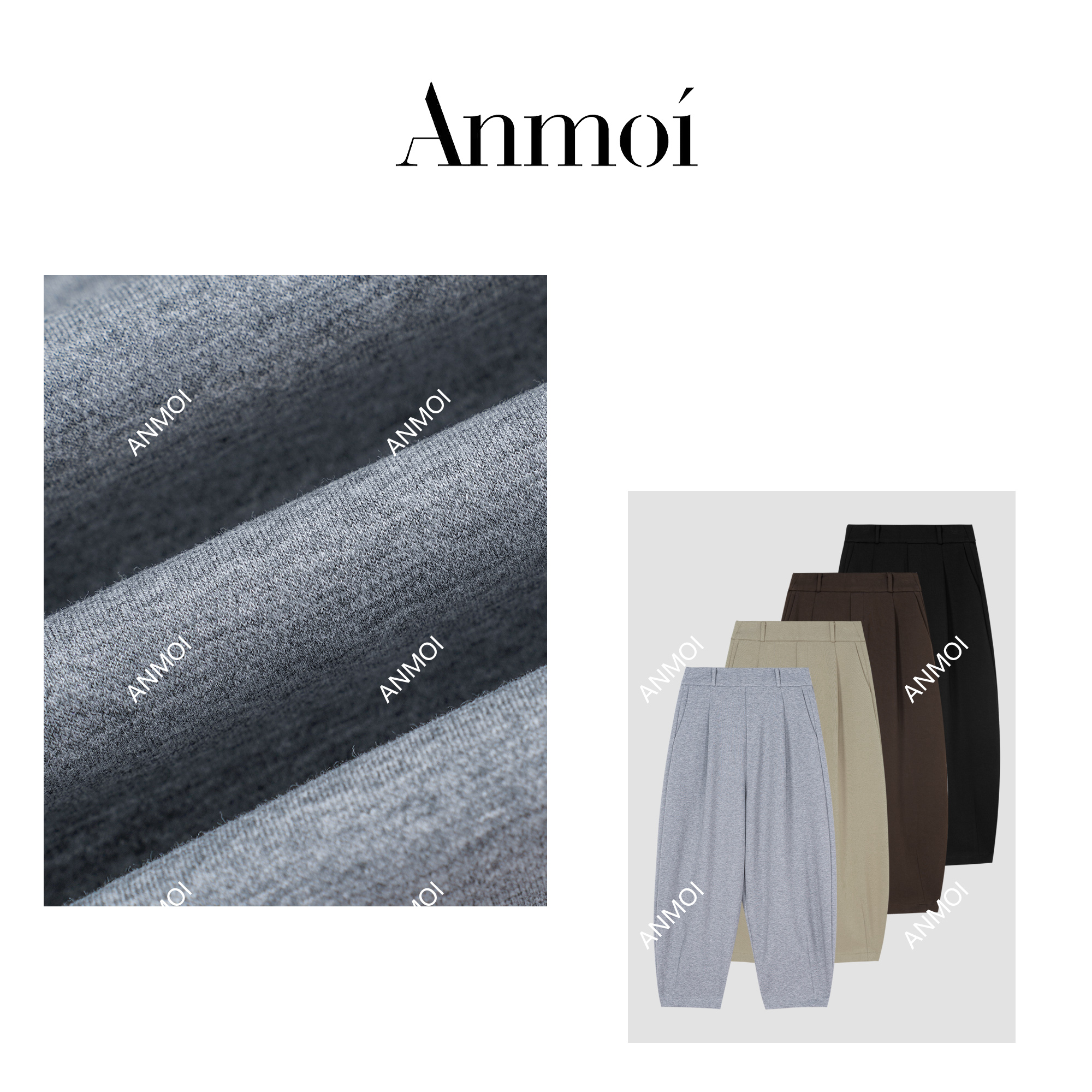 ANMOIII【安安 年度 宠粉专属】海棠醉日山本九分裤简约休闲裤00526