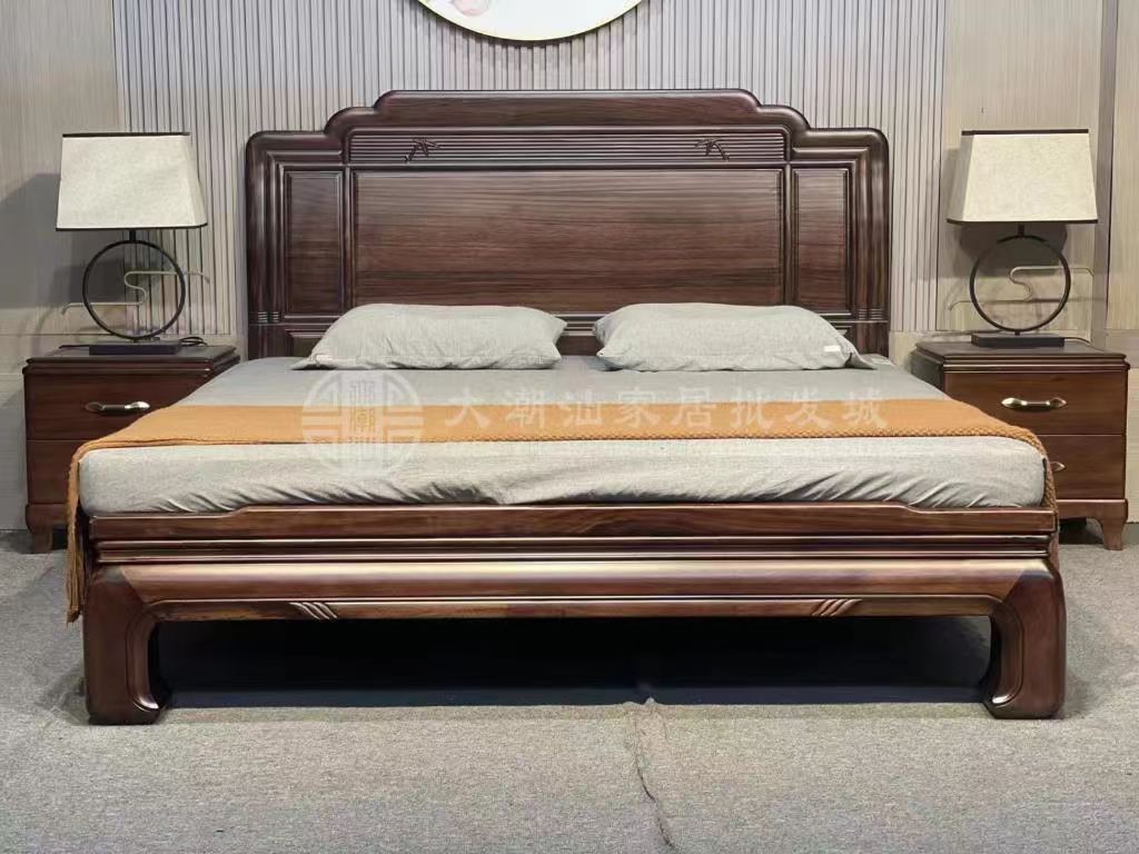乌金木大床1.8米大床 实木材质 简约时尚大气大床