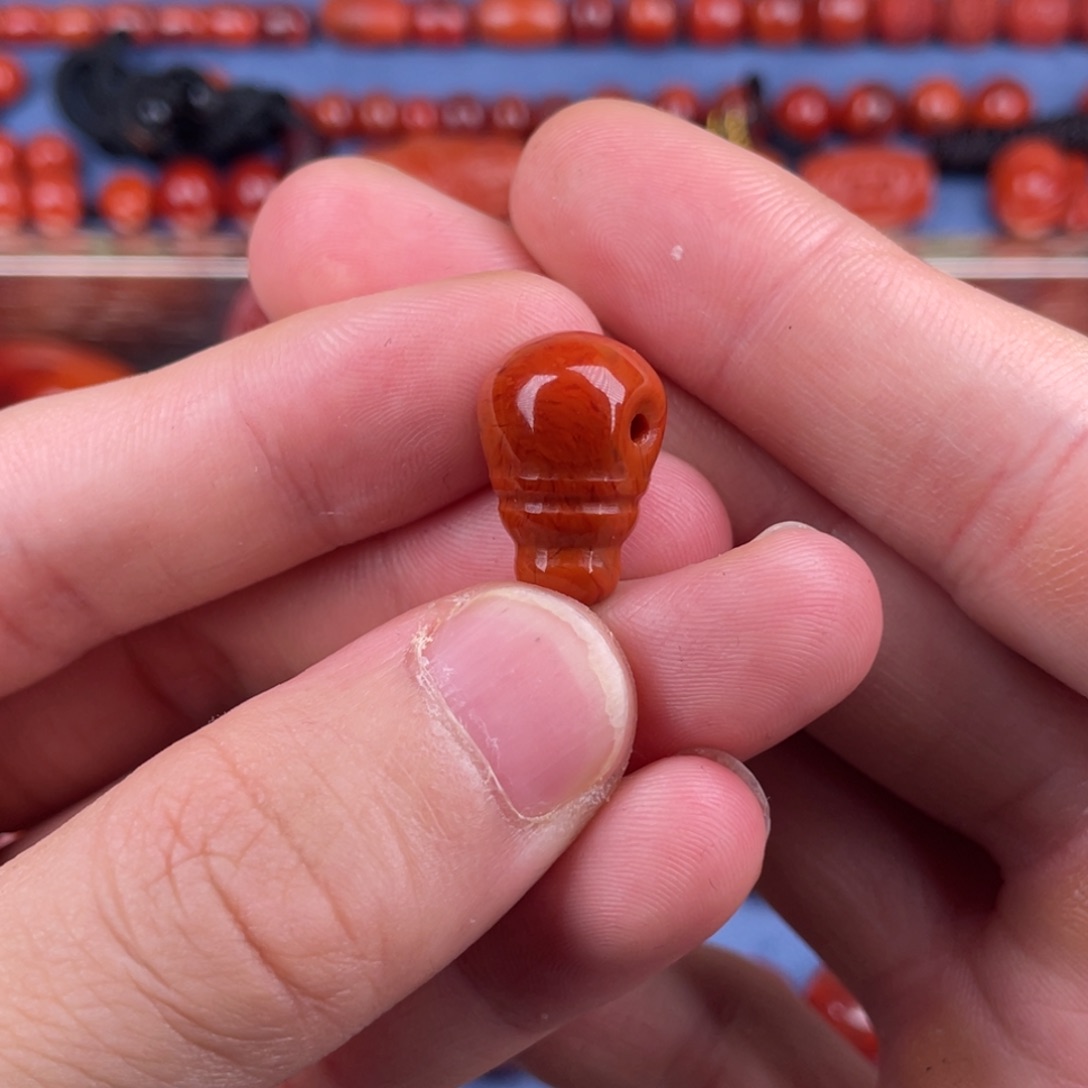 南红玛瑙未镶嵌其他11.5mm瓦西柿子火焰纹原矿三通