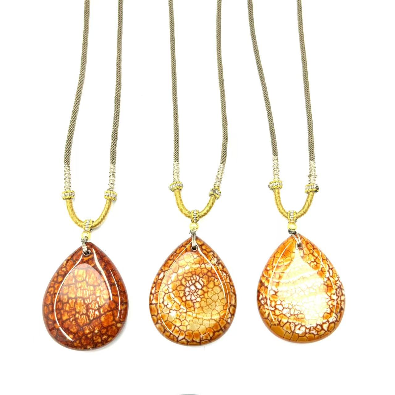 【符老板】y2489-民族风火灵芝玛瑙水滴吊坠-赠礼盒-多样性只发一件