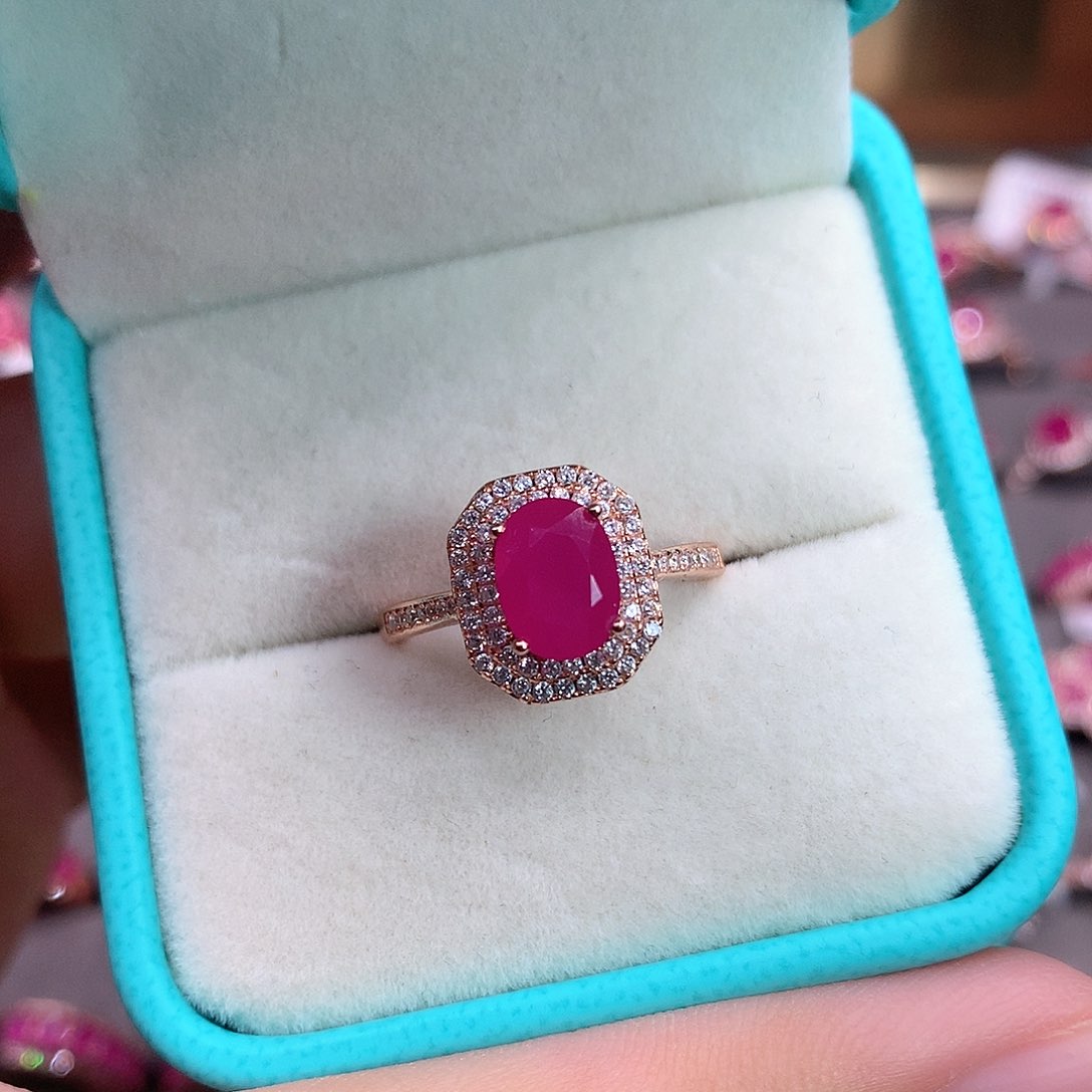 红宝石戒指银S925镶嵌