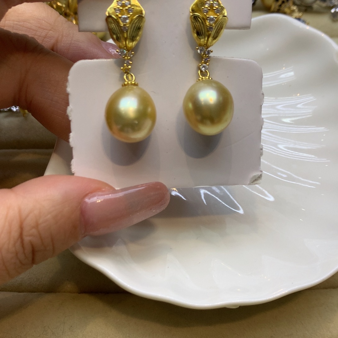 银S925镶嵌耳饰海水珍珠