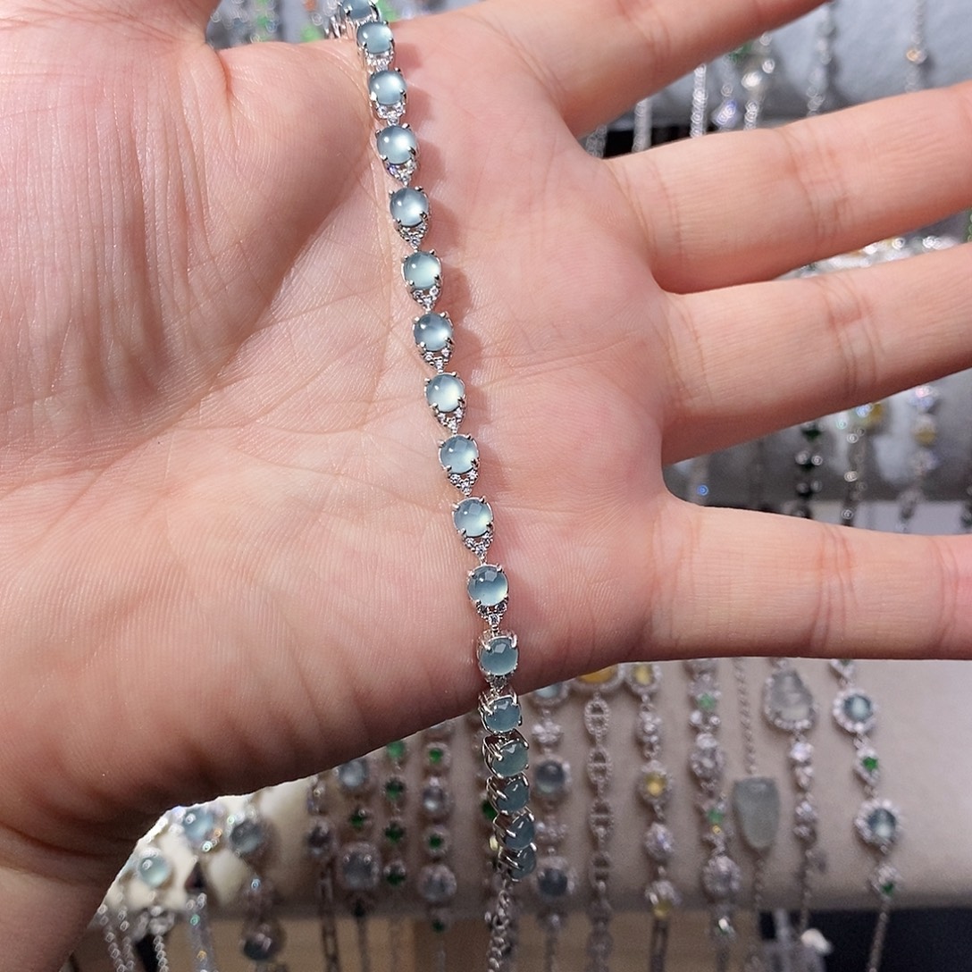 翡翠银S925镶嵌手链