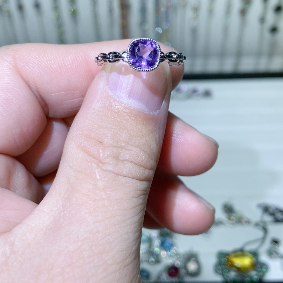 绿水晶戒指银S925镶嵌