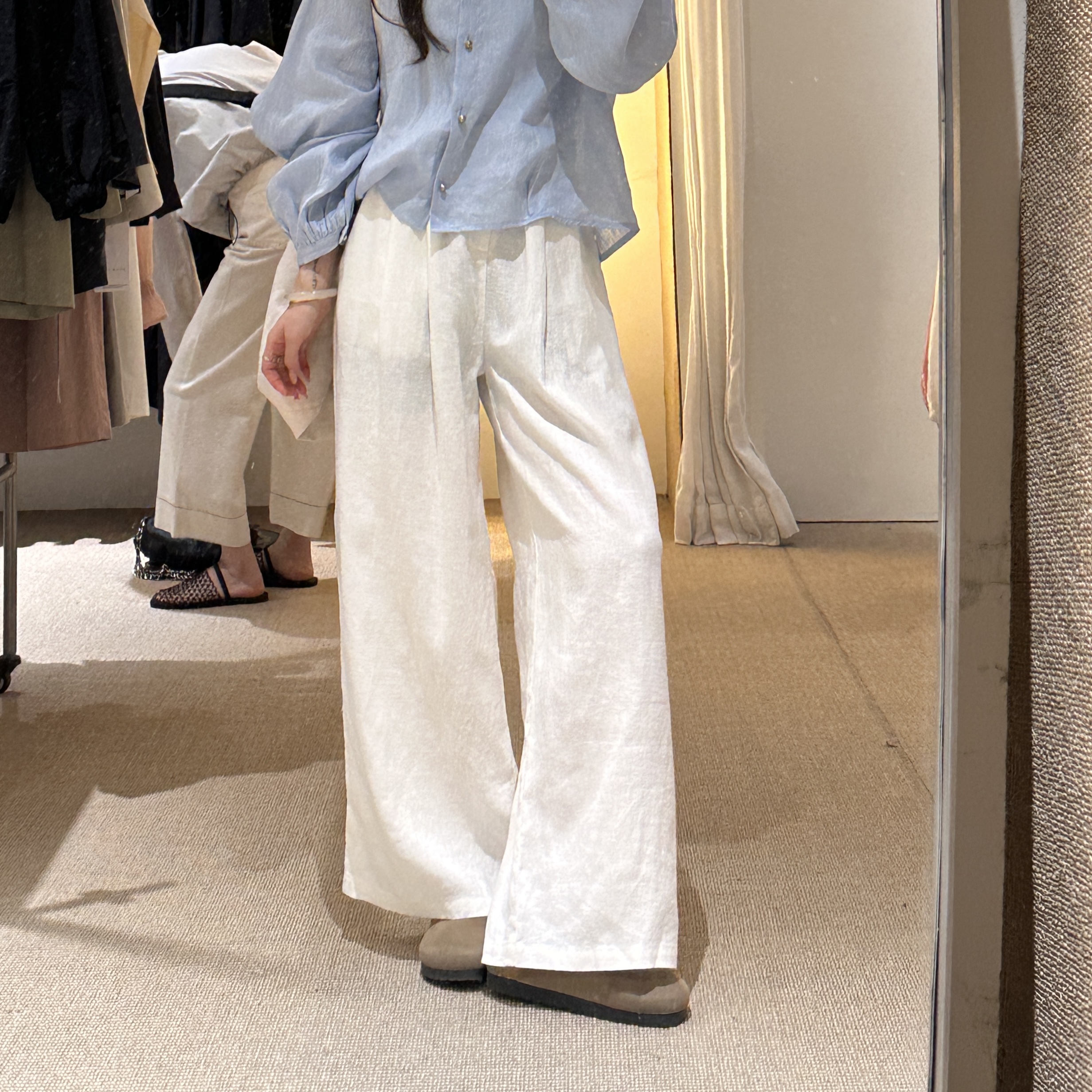 WATER-韩系“100亚麻“显瘦阔腿裤 #8323