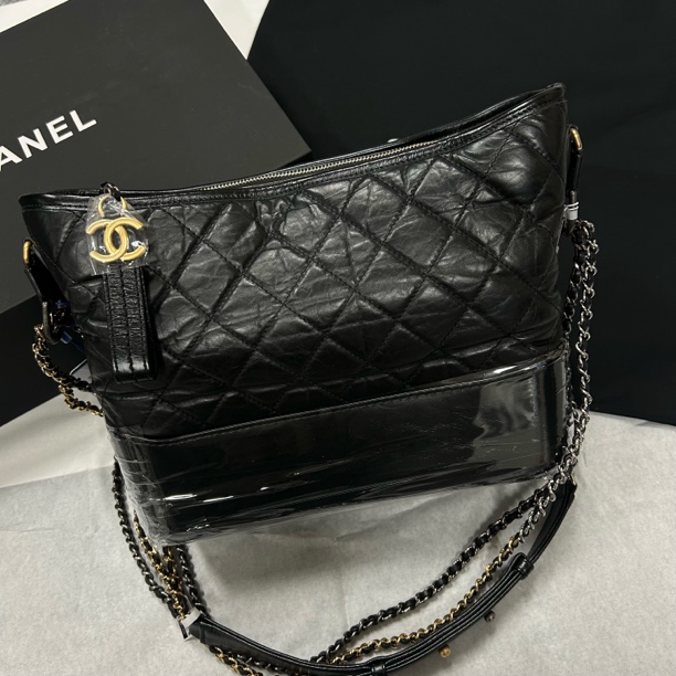 95新 Chanel/香奈儿 多多奢品/香奈儿中号黑金流浪斜挎包/98新
