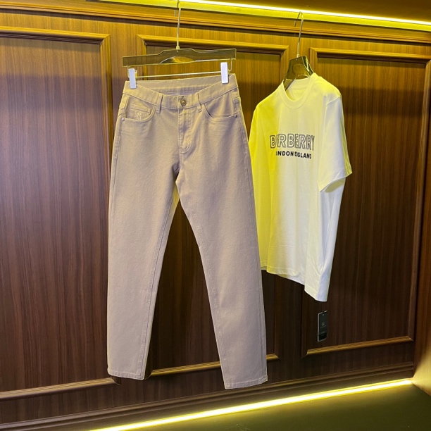 高端线卡其色春夏定制款直筒牛仔裤555