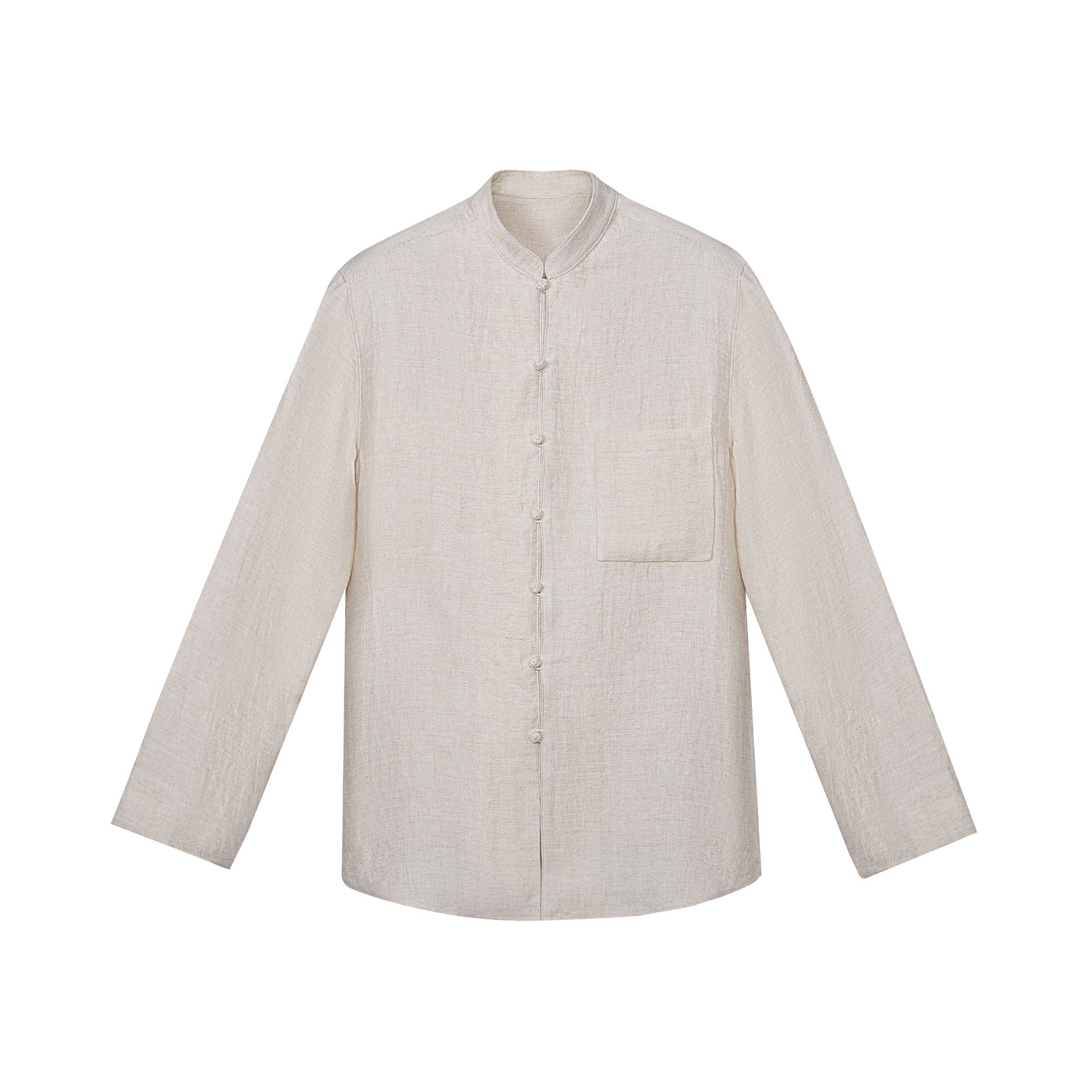 慈航布衣中式小盘扣麻本色棉麻衬衫