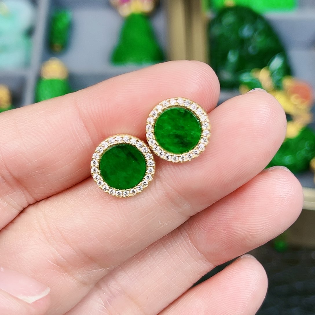 翡翠项链银S925镶嵌耳饰