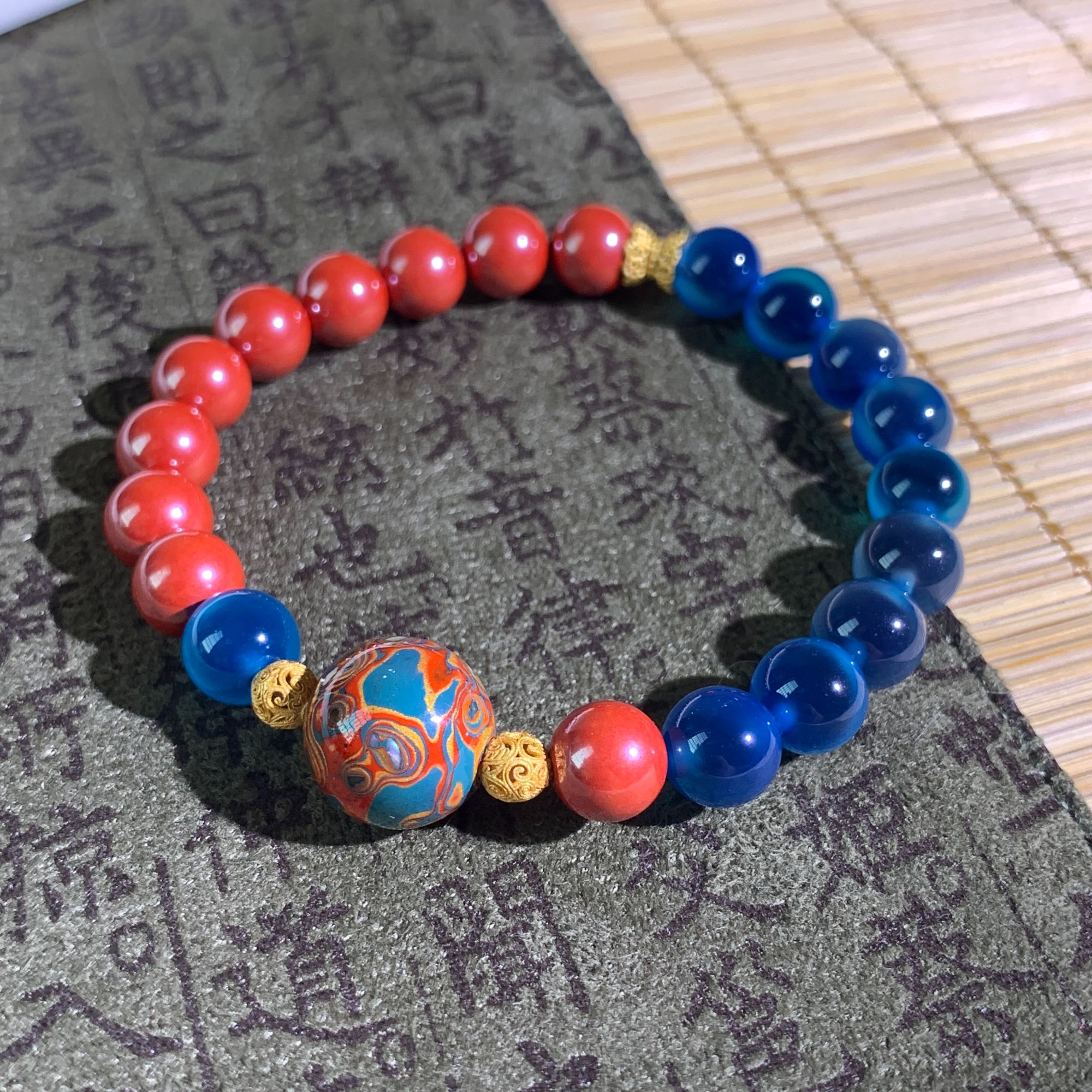 含辰砂工艺品非遗大漆珠天然辰砂正品朱砂手串F01【多样性发一】