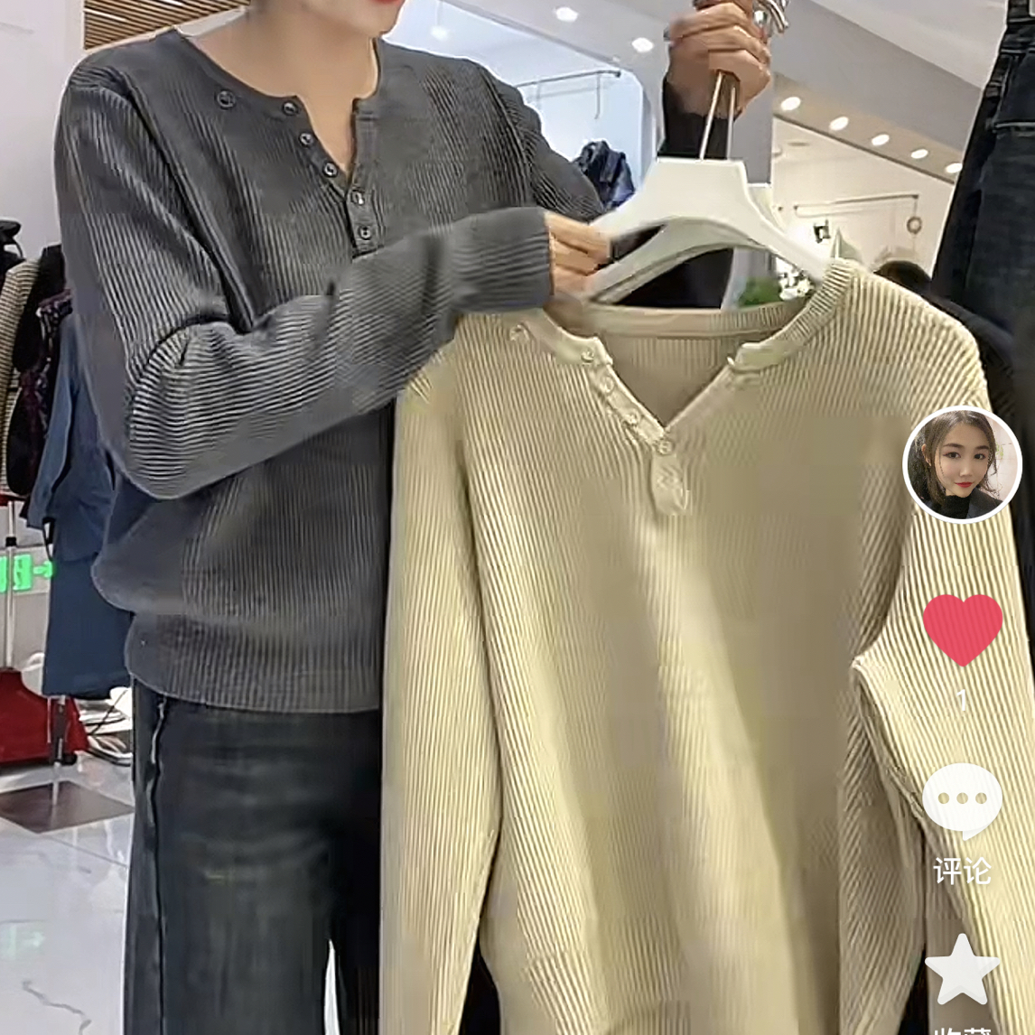 小扣子v领毛衣，百搭均码