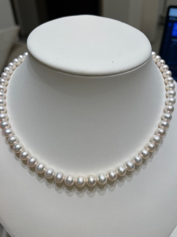 6-7mm天然淡水珍珠通体银扣百搭款式