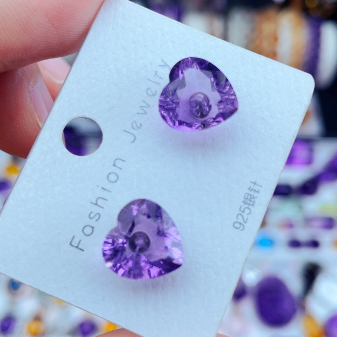 水晶高品质天然紫水晶耳饰银S925镶嵌