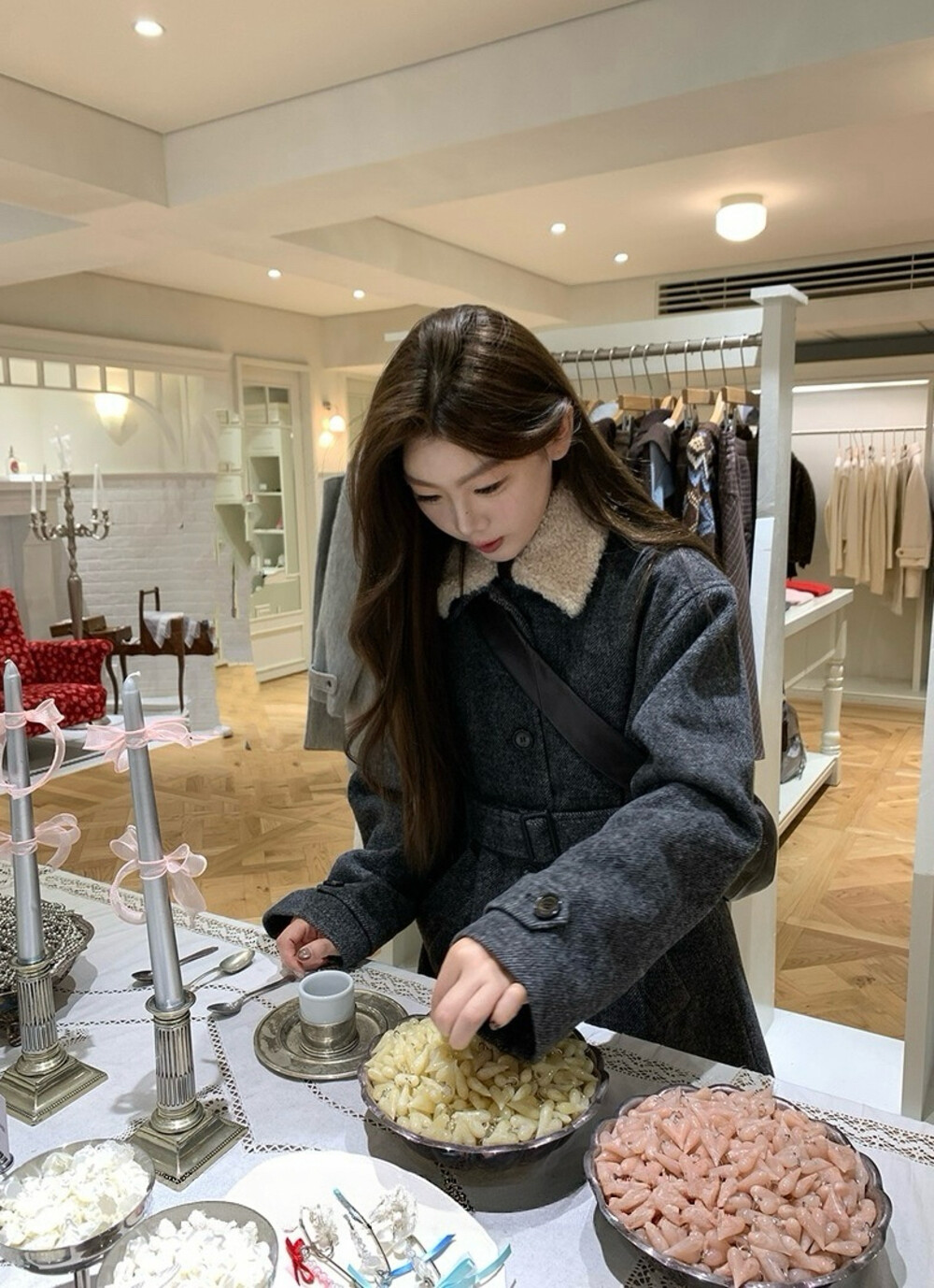 ML 梨泰院大衣 可拆领!韩系氛围女主双面呢大衣毛呢外套