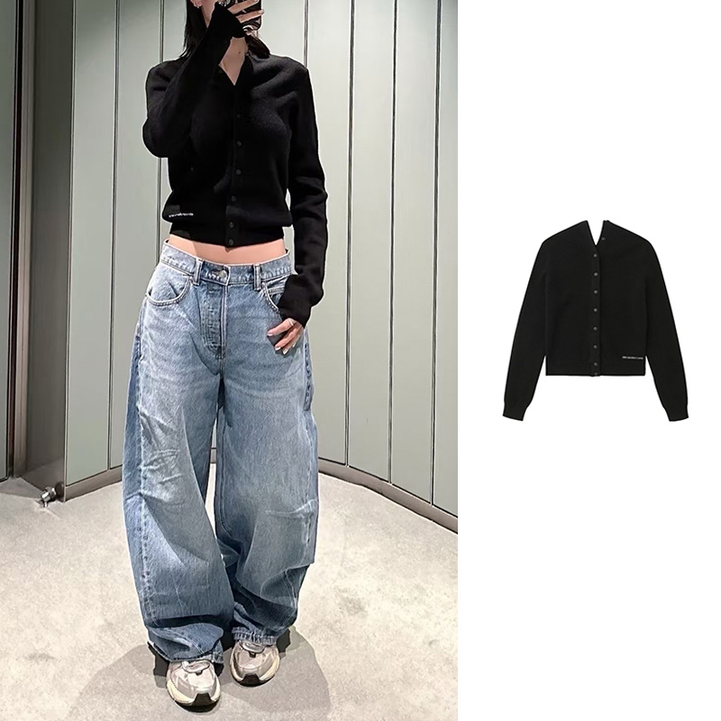 未使用 ALEXANDER WANG 贯穿扣V领短款羊毛开衫4KC1263050-010