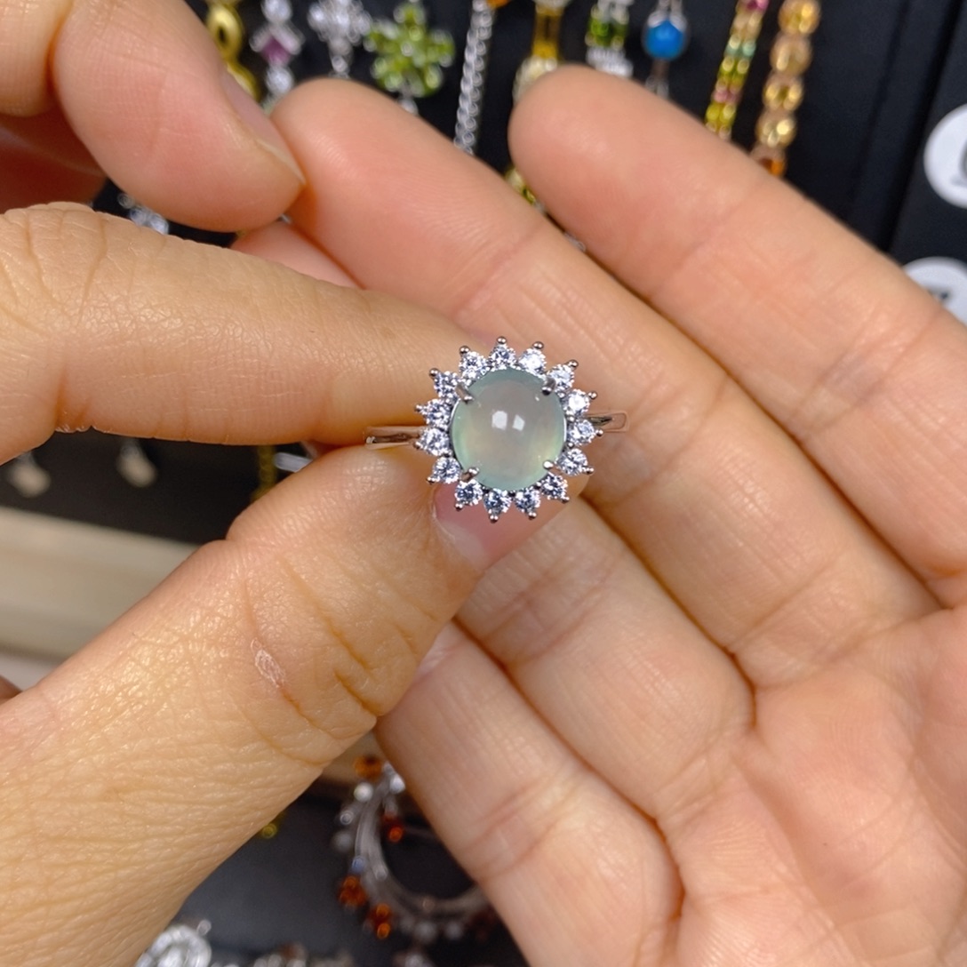 翡翠戒指银S925镶嵌经典款