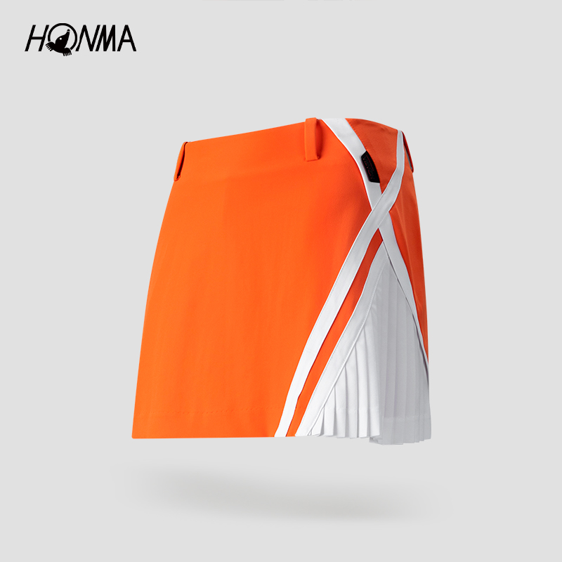 【专业高尔夫】HONMA运动撞色条拼接百褶女士短裙HWKX902R630