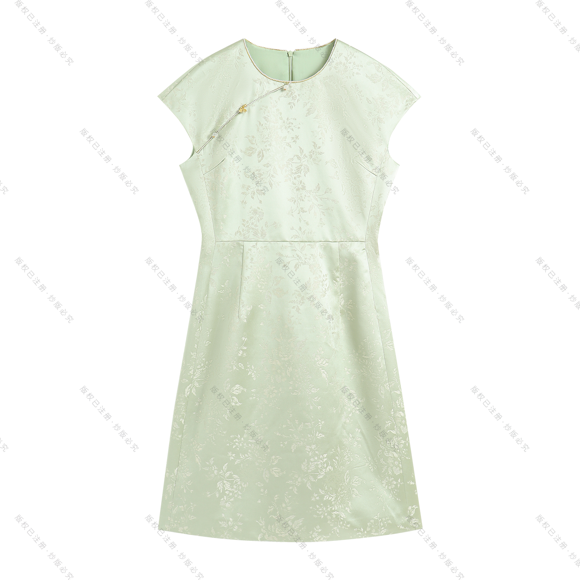 【南油虹姐】2025立领盘扣新中式琵琶襟斜襟印花连衣裙