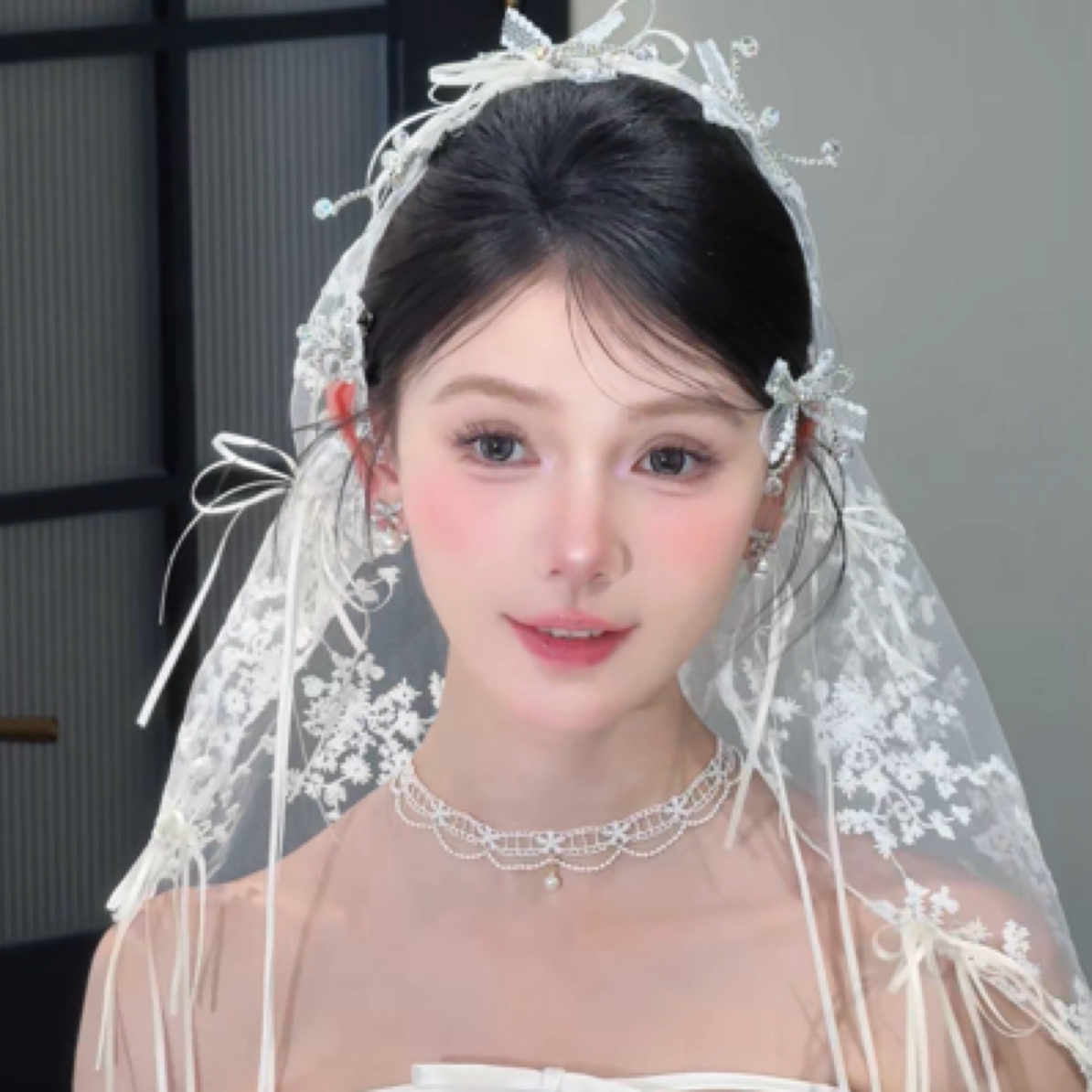 非金属布艺项链 3012简约布艺珍珠缎面婚纱礼服配饰颈链日常影楼