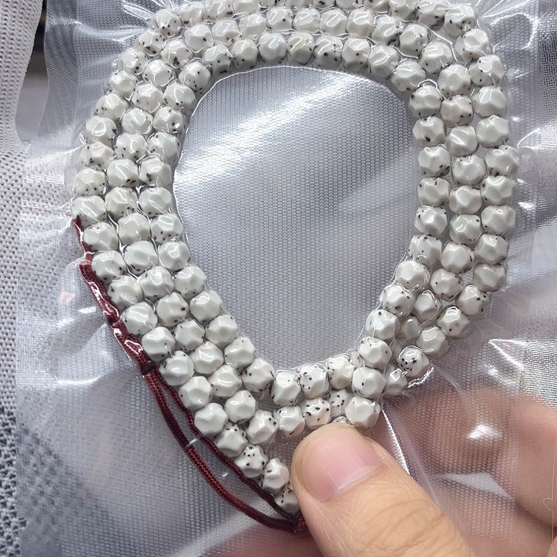 星月菩提手串6*7手雕无相108数星星原白