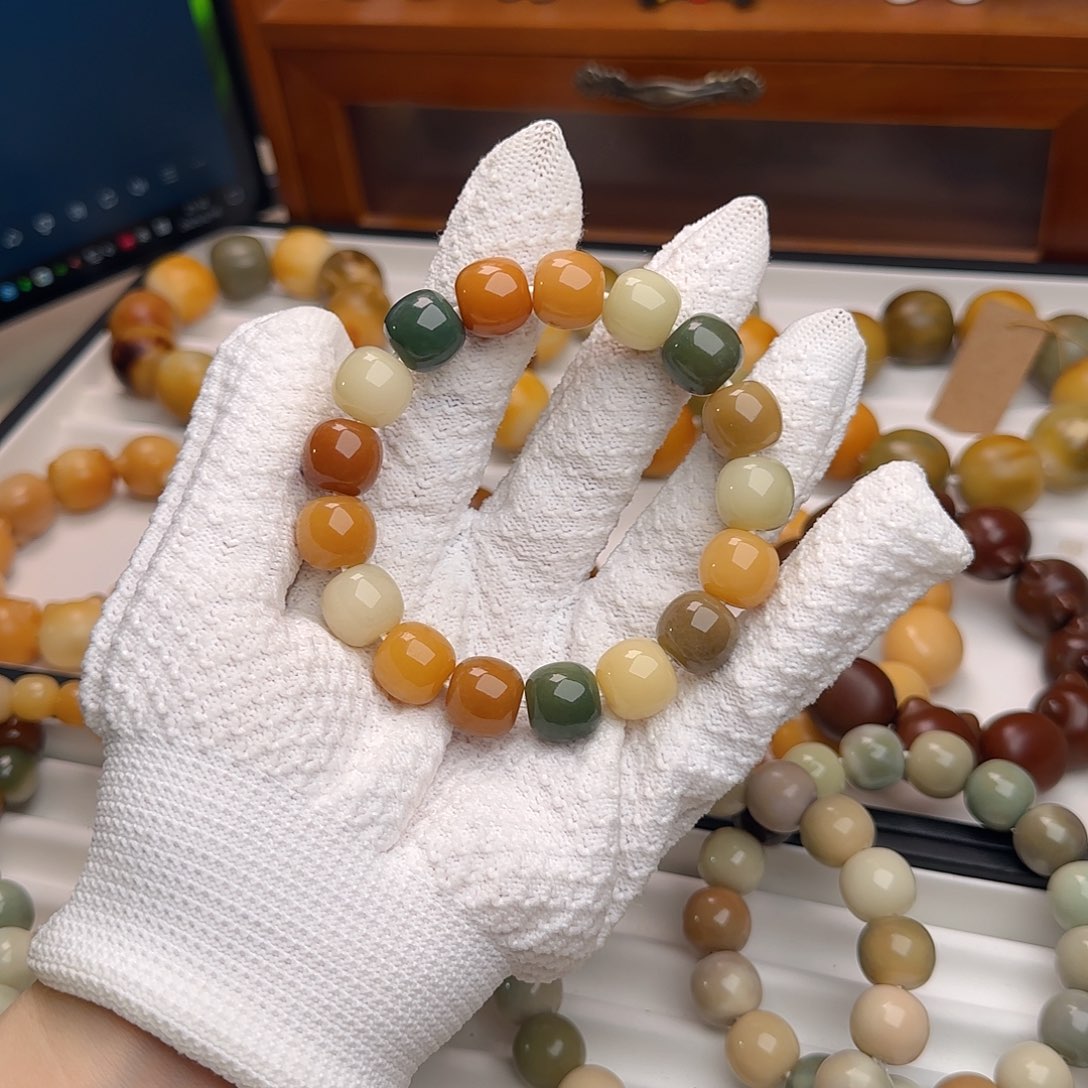 菩提根/象牙果手串卡14水磨老型桶珠默认微瑕