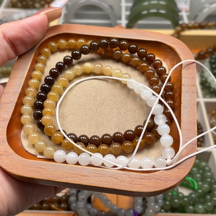 和田玉珠串6mm未镶嵌