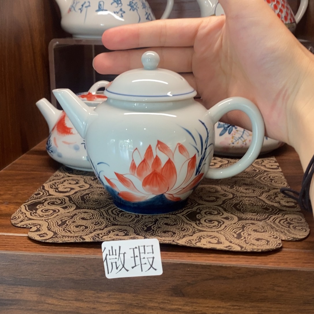 釉下彩老陶泥手工绘制