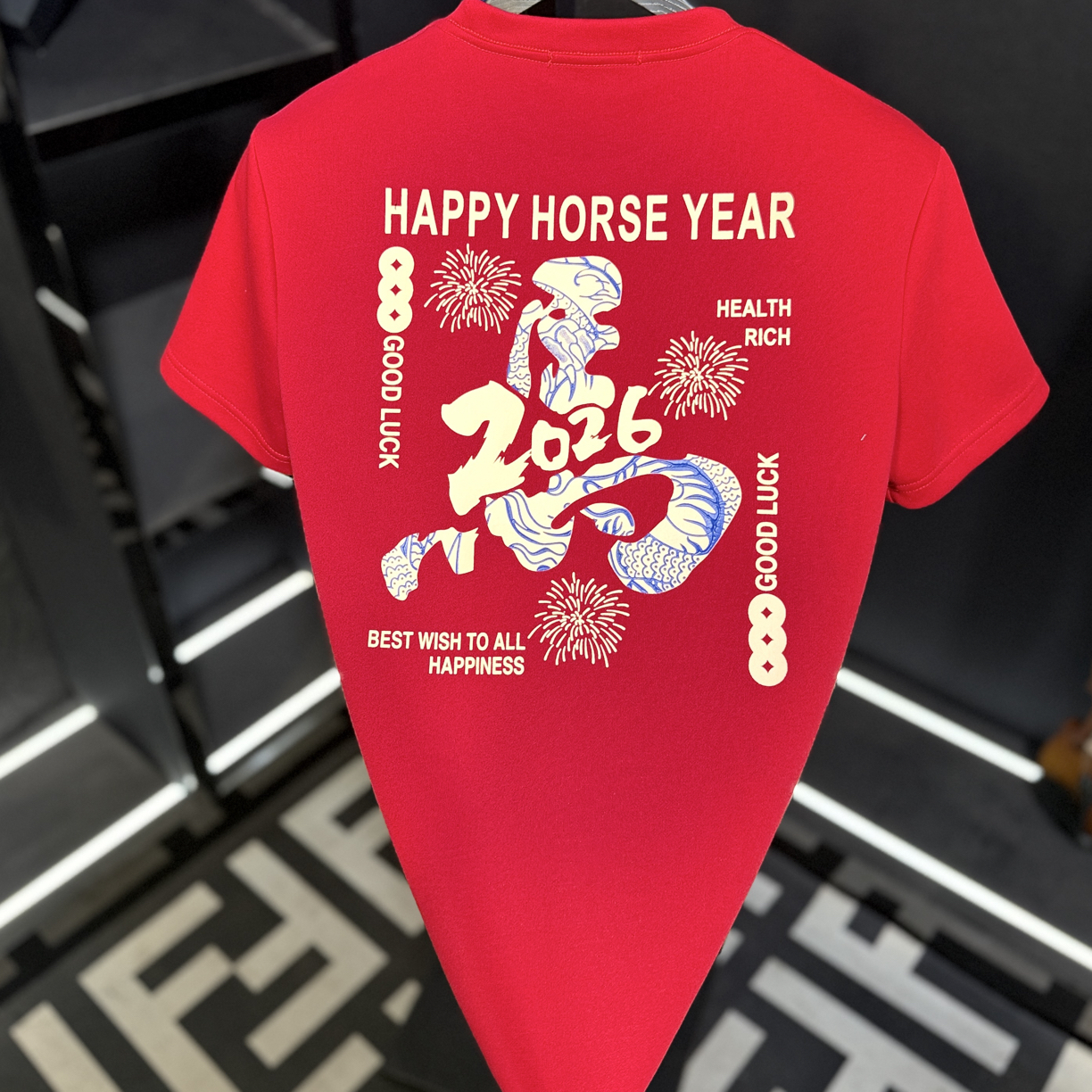2025马年新款短袖T恤男士本命年红色半袖男女同款时尚男装k962