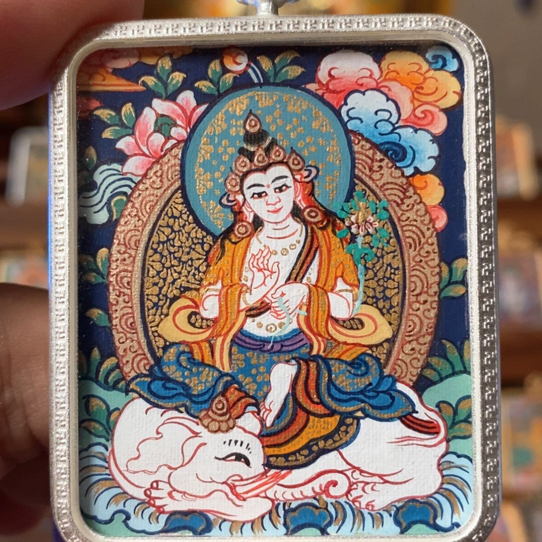 失****吊坠普贤，纯手绘唐卡