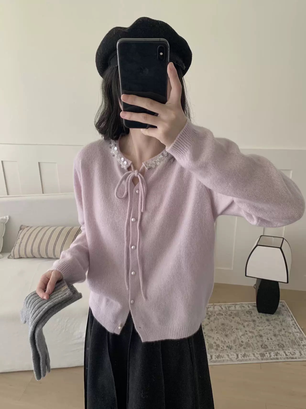 V领针织女毛针织衫亮片针织衫韩版上衣时尚针织衫