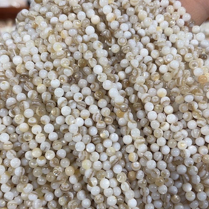 玛瑙/玉髓合金珠宝半成品6条3mm天然蚕丝贝圆珠