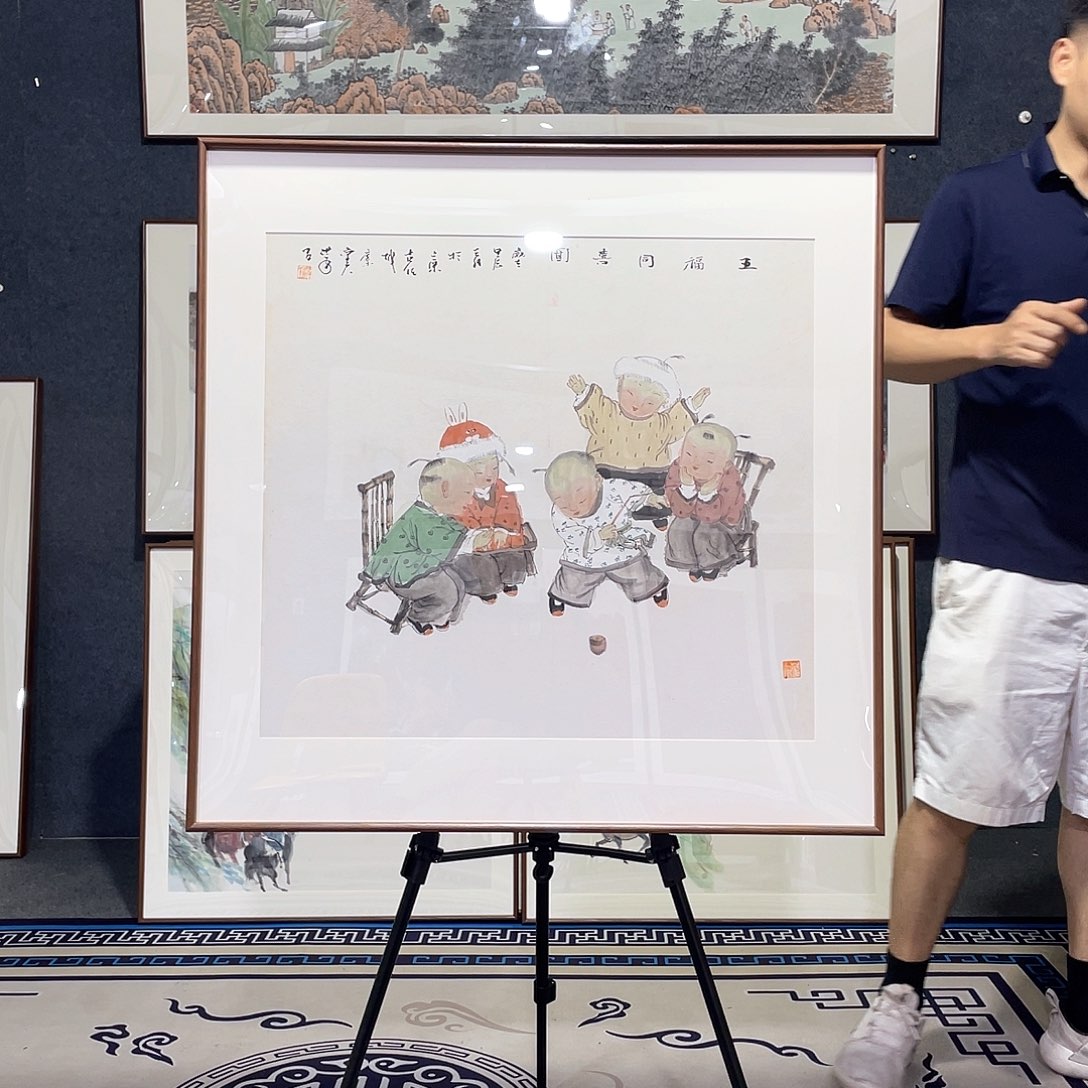 国画手绘画作品带框