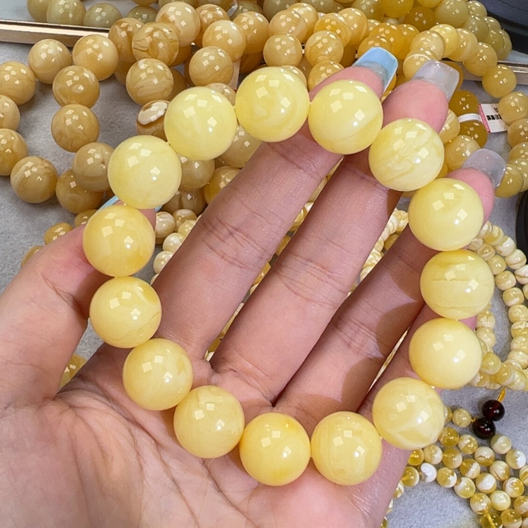 琥珀未镶嵌手链27.5白蜡