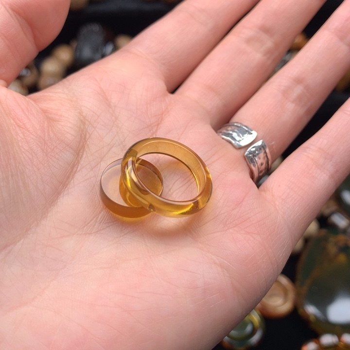 琥珀颈饰未镶嵌指环内径16+