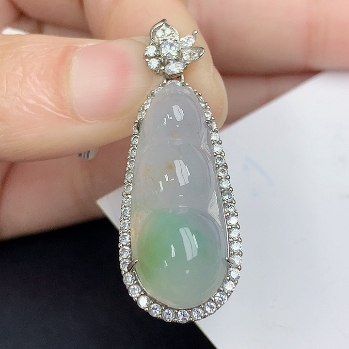 颈饰银S925镶嵌翡翠天然A货
