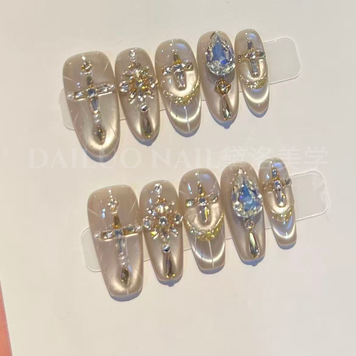 【神谕圣光2.0】K9东洲锆石钻秋冬爆款高级感水光猫眼手工穿戴甲