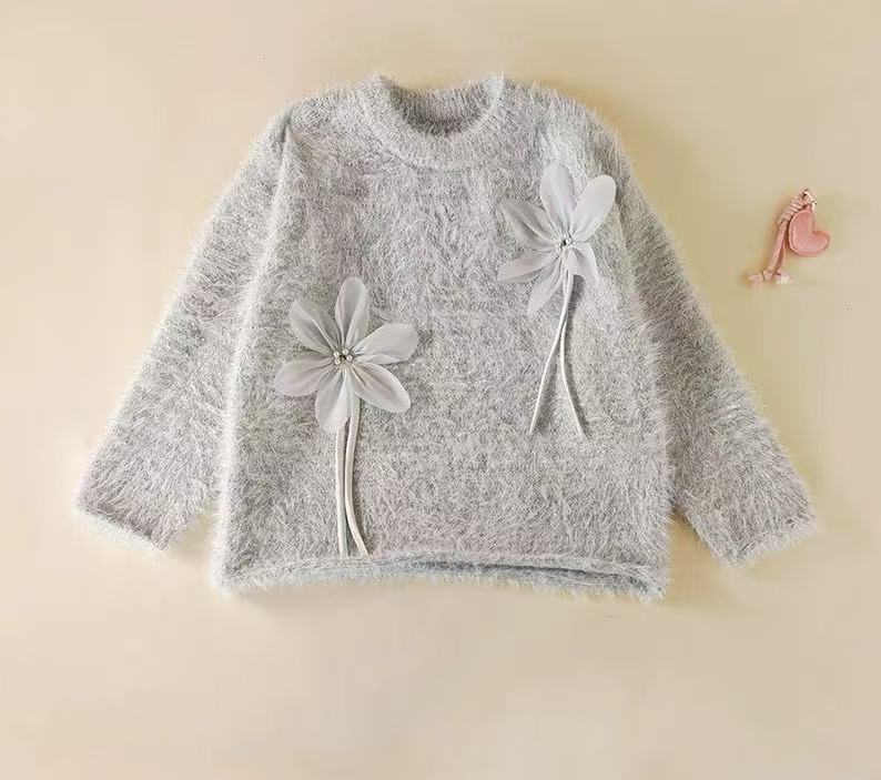 M00565-儿童大花朵毛衣