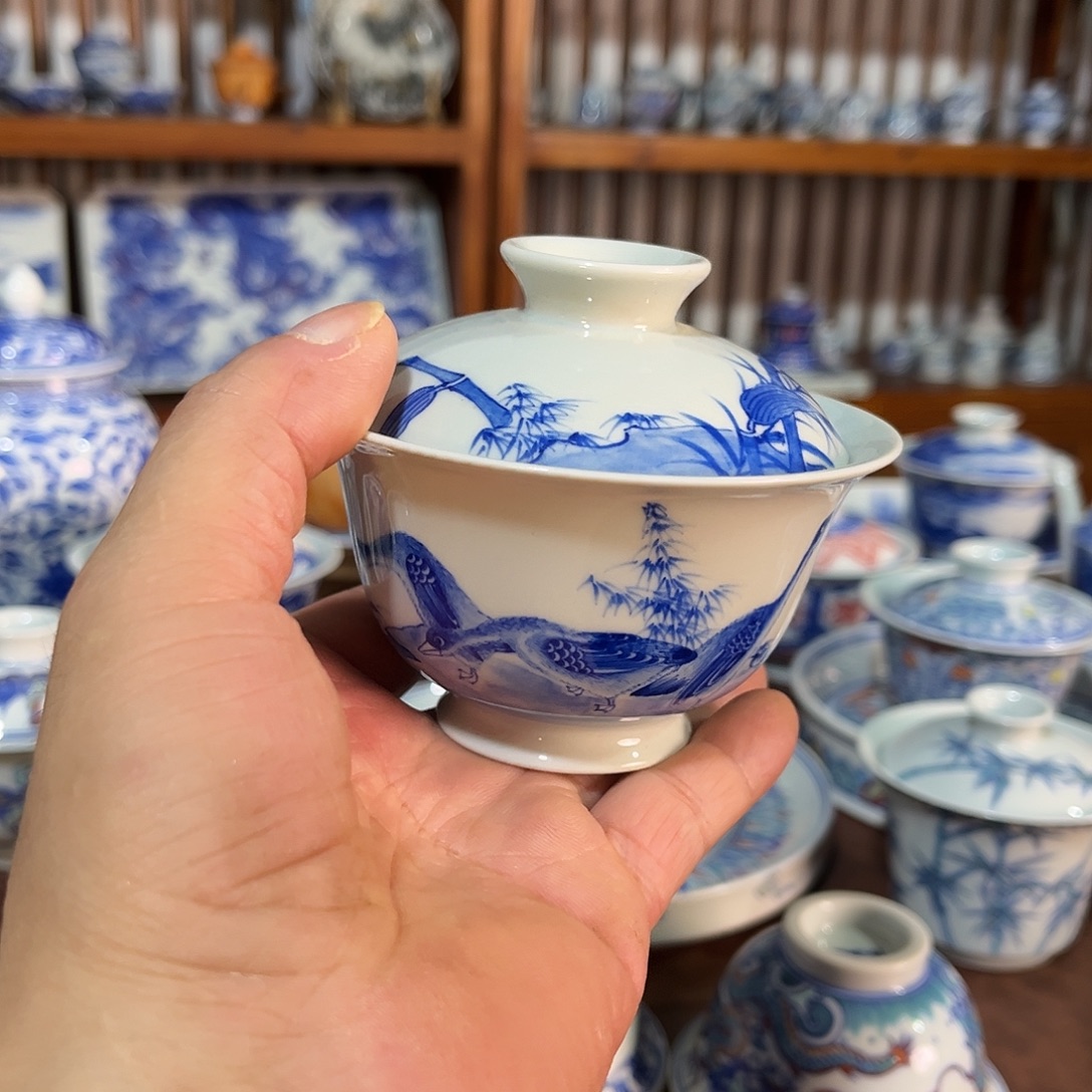 錡镇堂手工手绘绘盖碗