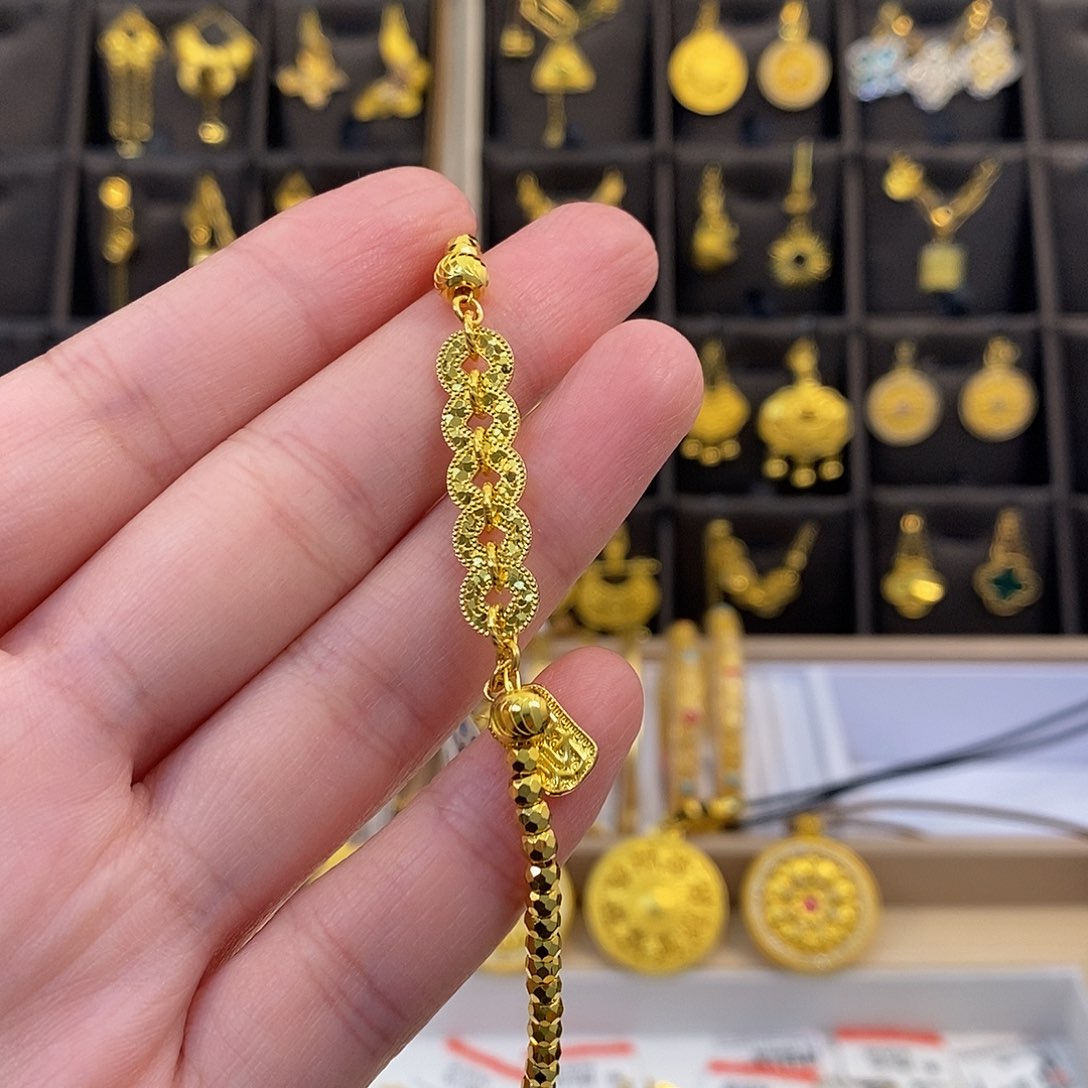 银无五帝钱蹦迪珠手链