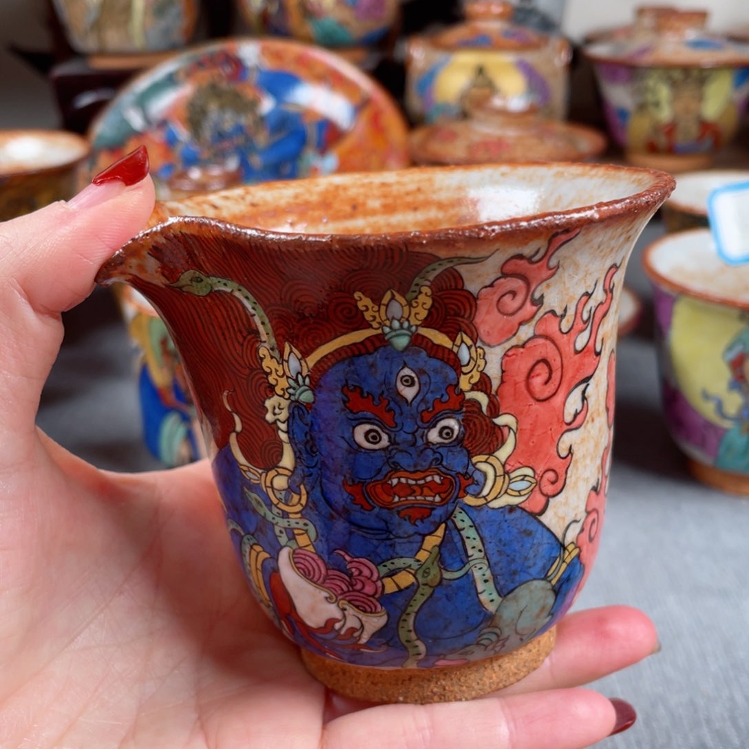杯手绘黑财神公道杯