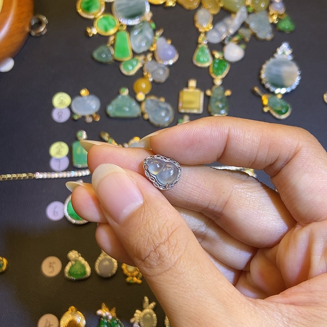 翡翠银S925镶嵌吊坠(不含链)