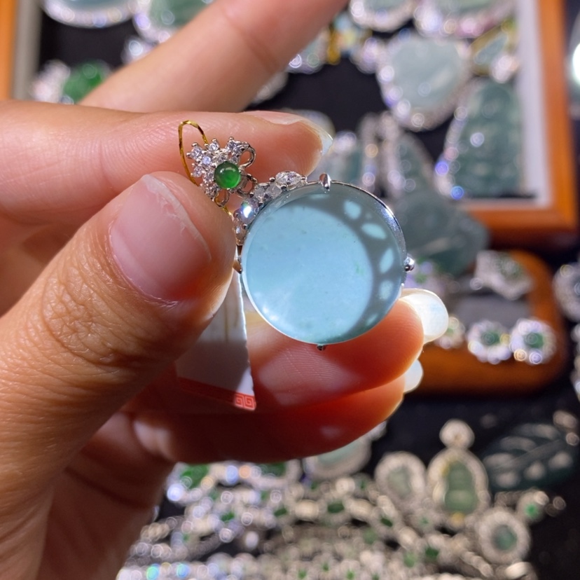 【闪购商品】翡翠项链银S925镶嵌天然