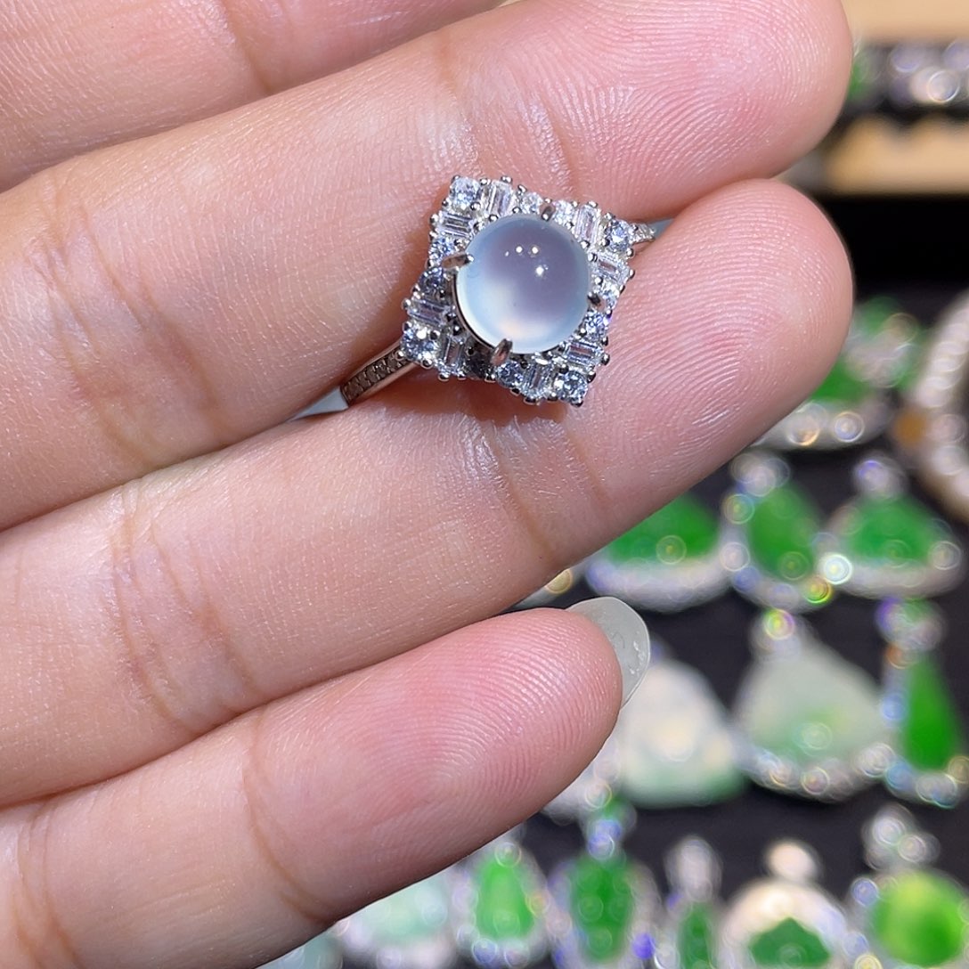 翡翠银S925镶嵌戒指