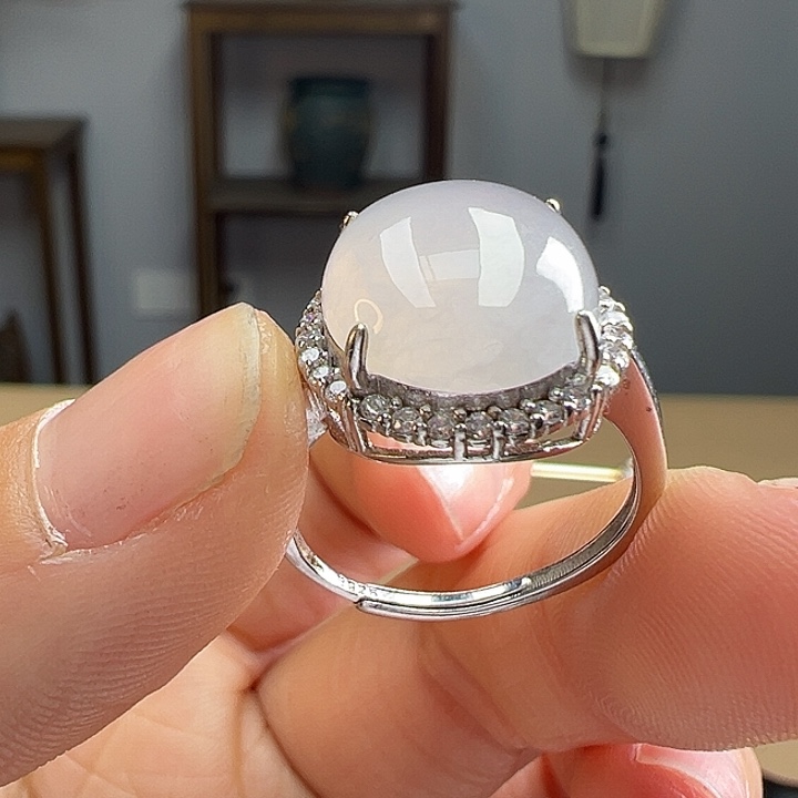 翡翠戒指银S925镶嵌戒指